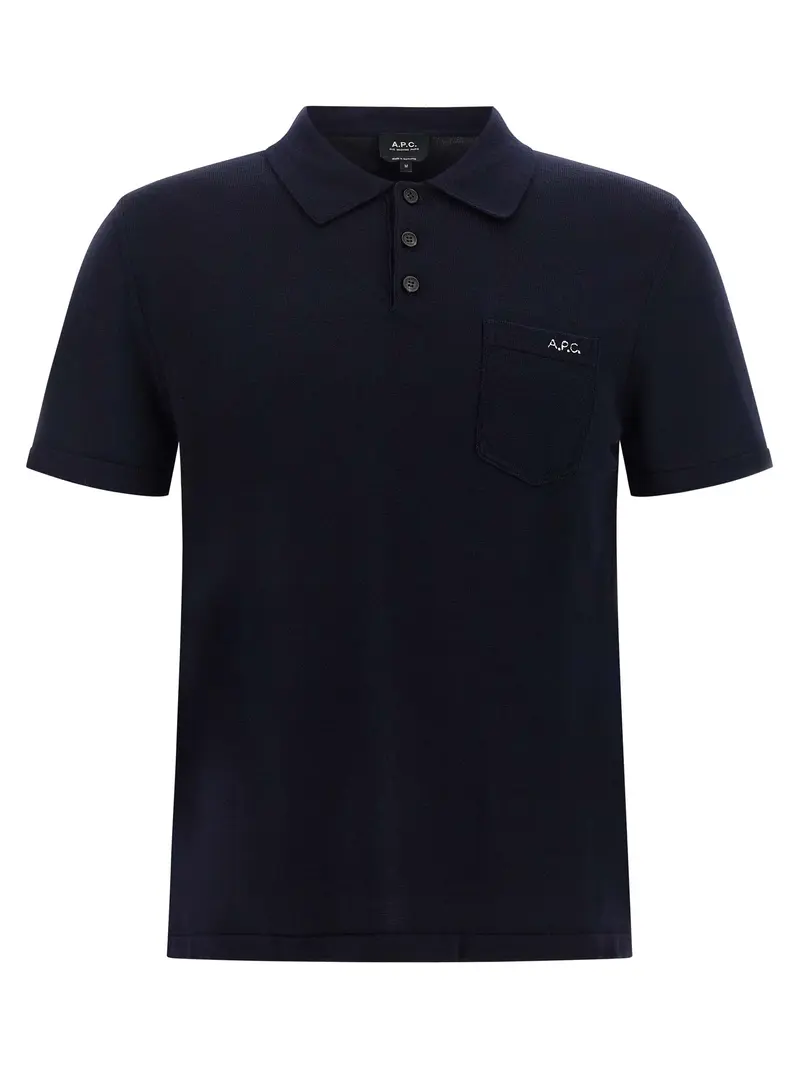 A.P.C. Blue Virgin Wool Polo Shirt