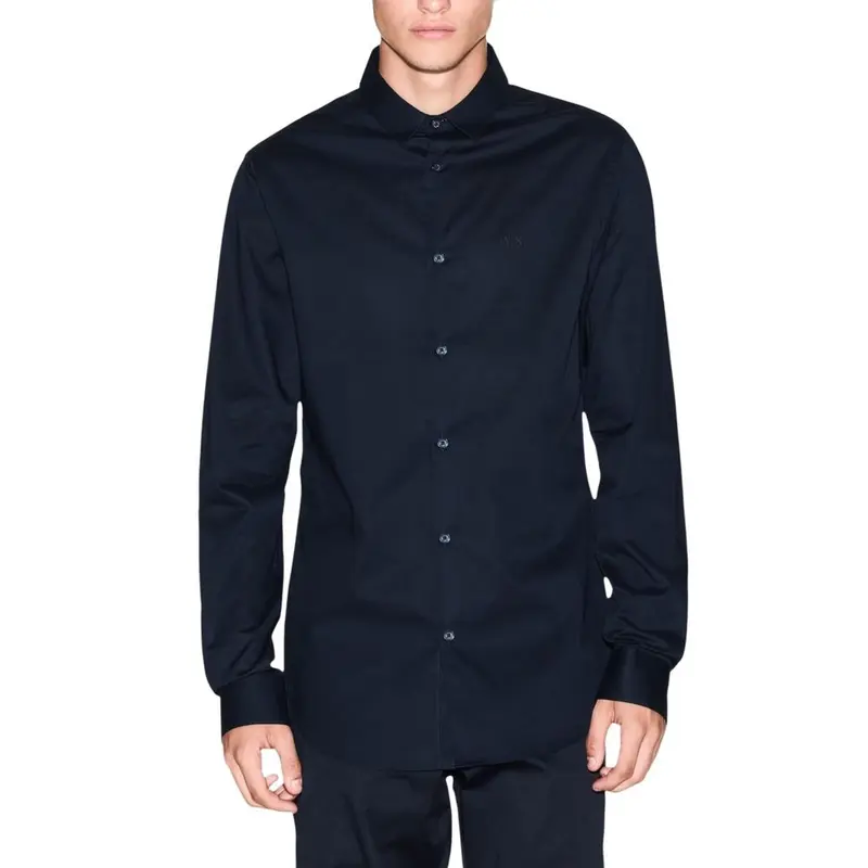 Armani Exchange Blue Cotton Dress Shirt