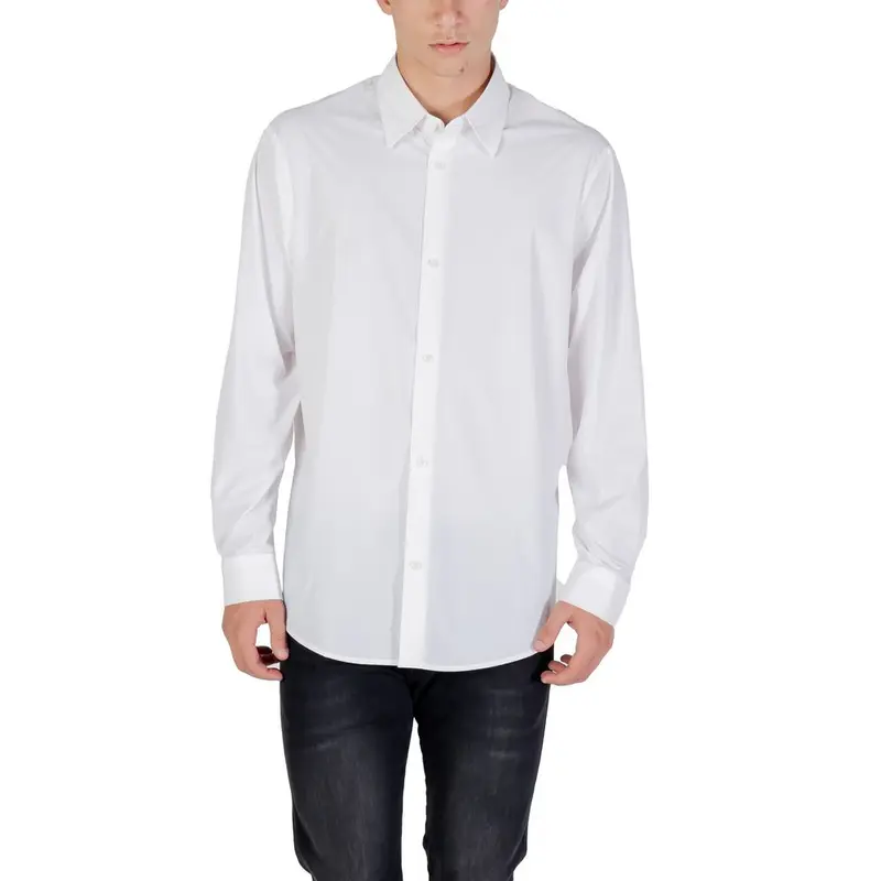 Armani Exchange Cream Elastane Dress Shirt