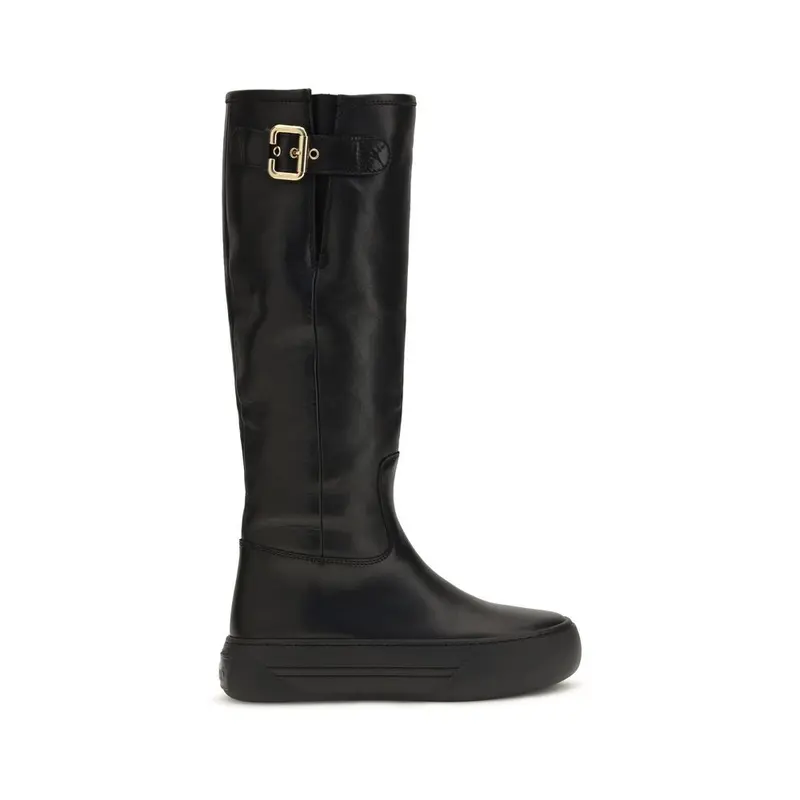 Chloé Black Calf Leather Bos Taurus Flat Boots