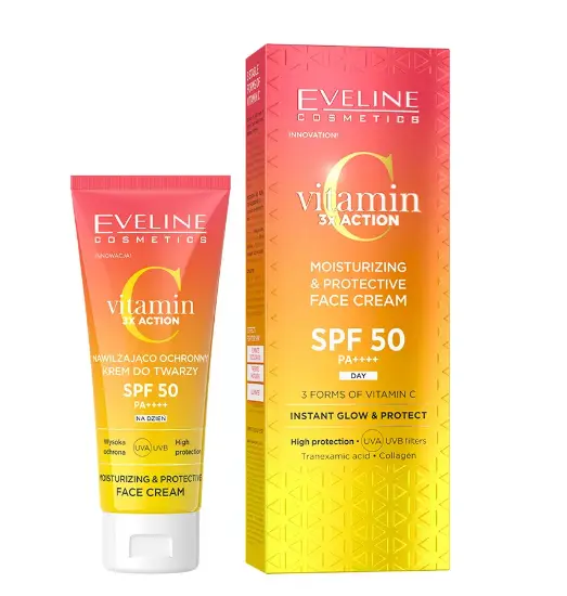 Crema Protectora Vitamina C triple acción Crema facial hidratante y protectora con FPS 50, 30 ml.