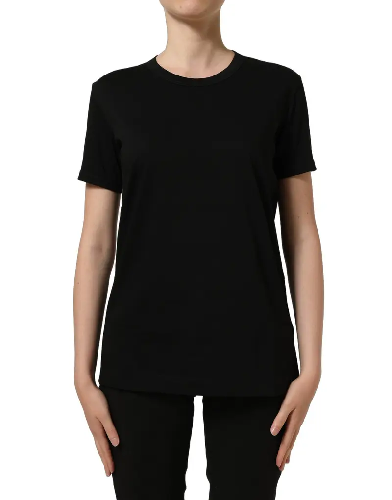 Dolce & Gabbana Black Cotton Crew Neck Short Sleeves T-shirt