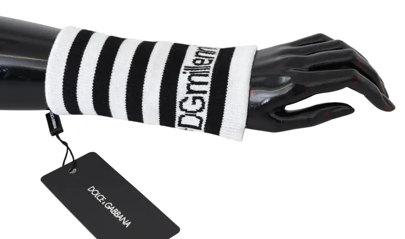Dolce & Gabbana Black White Wool DGMillennials Wristband Wrap