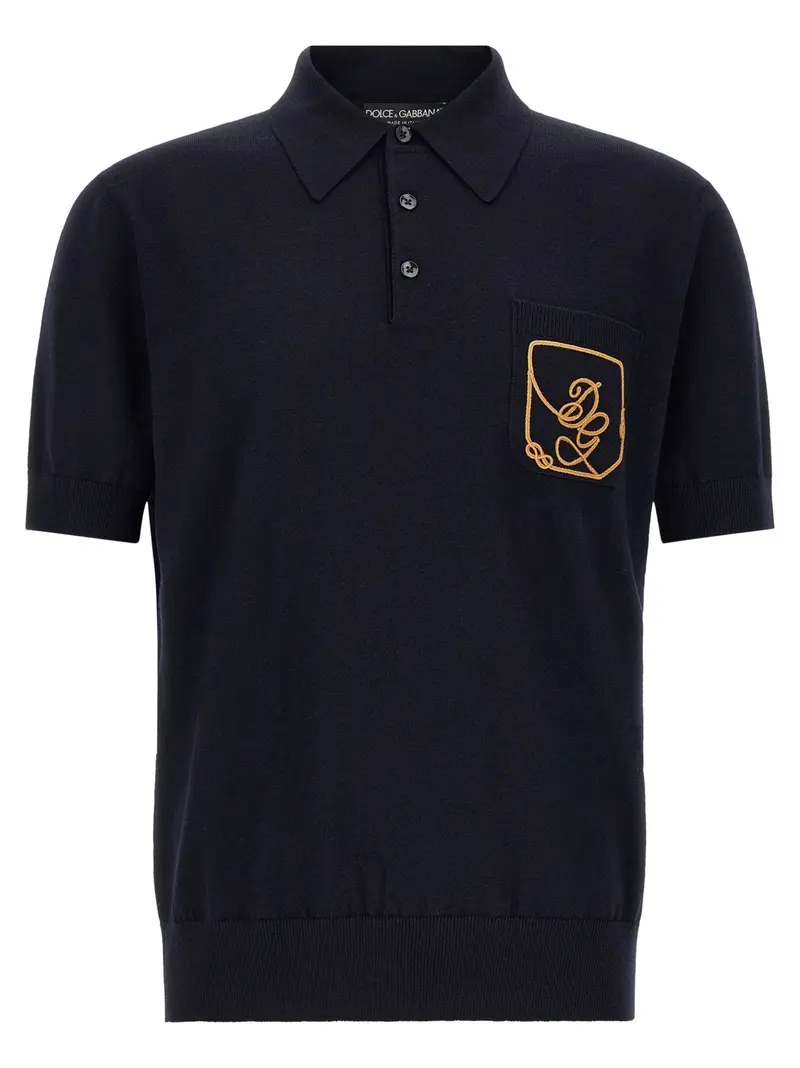 Dolce & Gabbana Blue Virgin Wool Polo Shirt