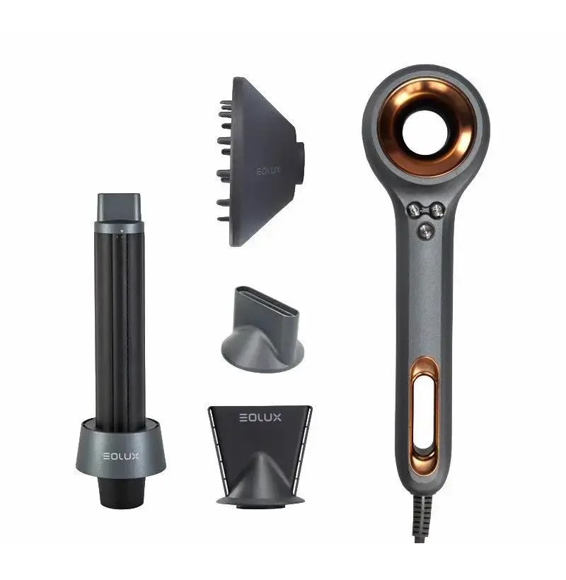 EOLUX Coffret Sèche-Cheveux Ionique EX02 1500W — Boucleur Air Curler, Diffuseur & Embouts