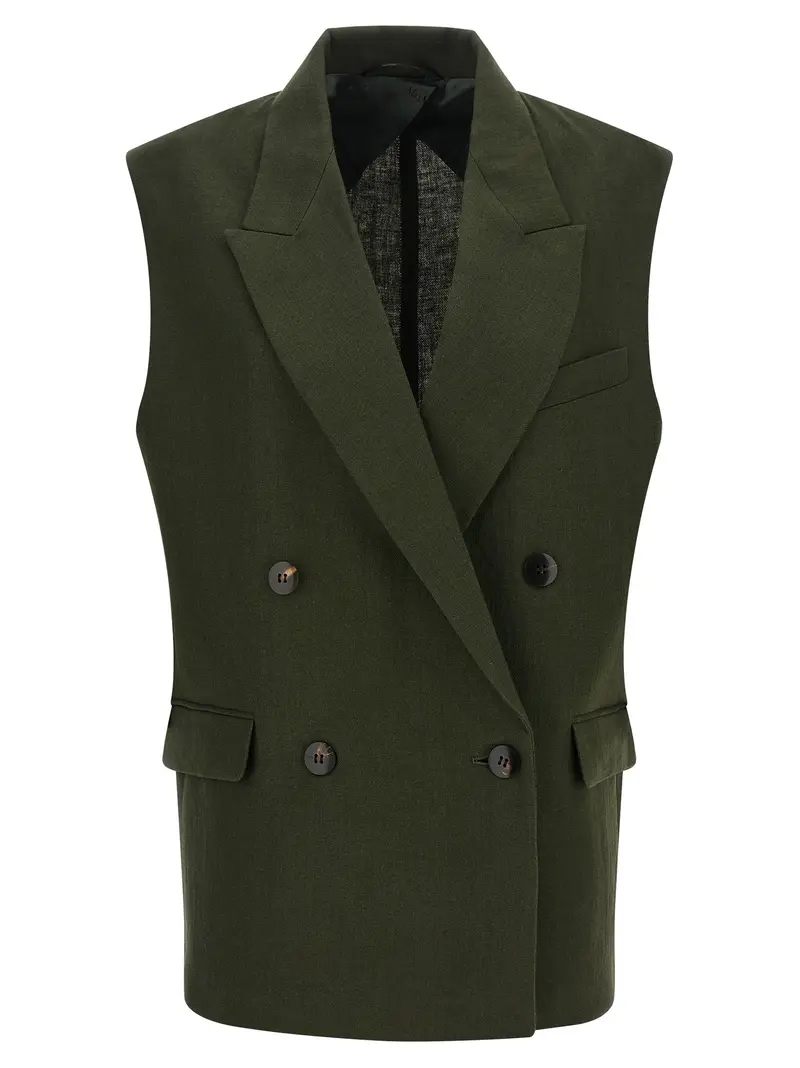 Max Mara Bicolor Linen Sleeveless Jacket