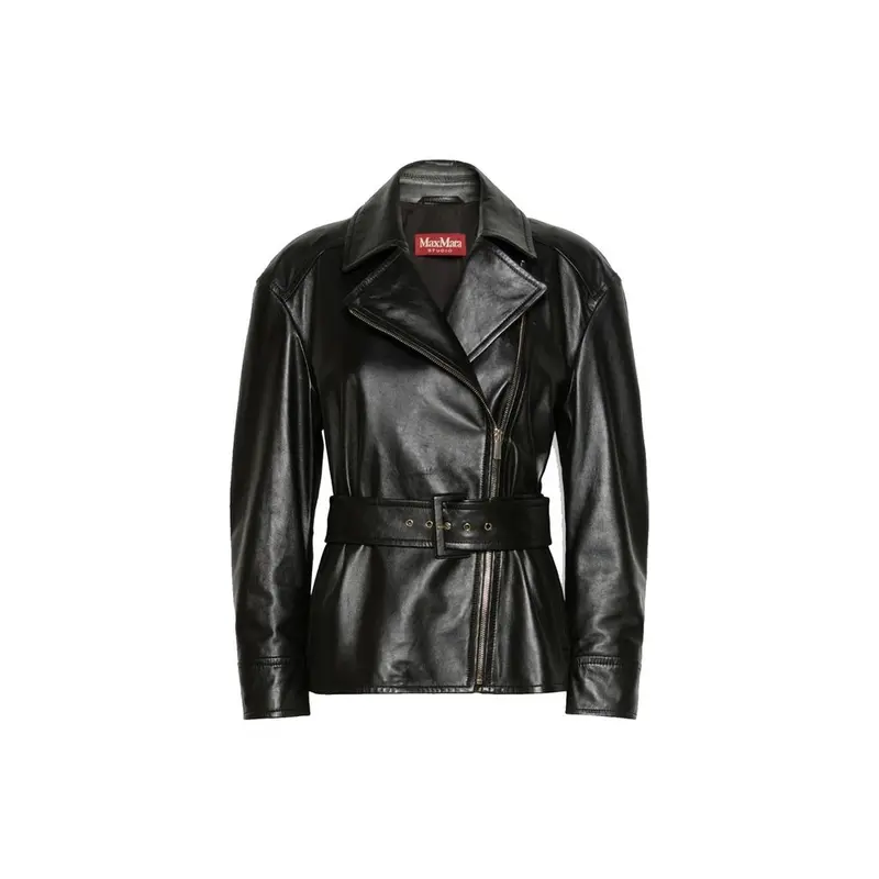 Max Mara Black Lambskin Leather Jacket