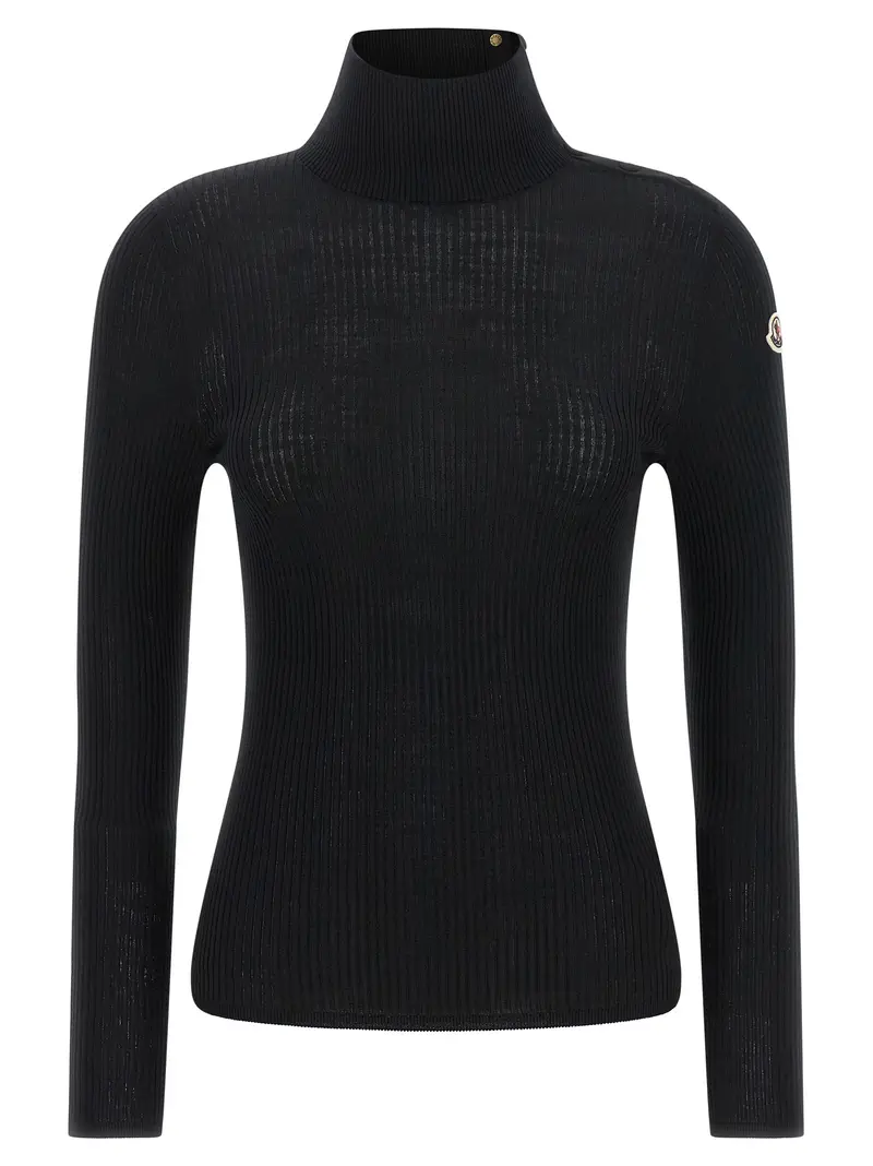 Moncler Black Virgin Wool Cardigan