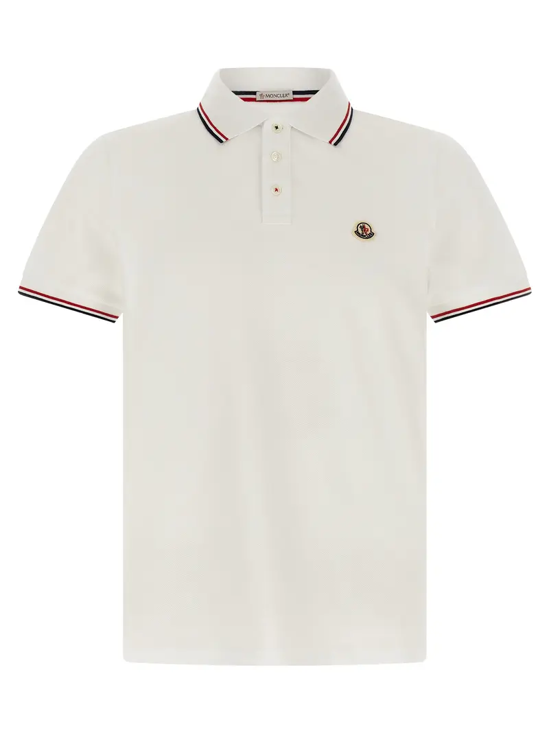 Moncler White Cotton Polo Shirt