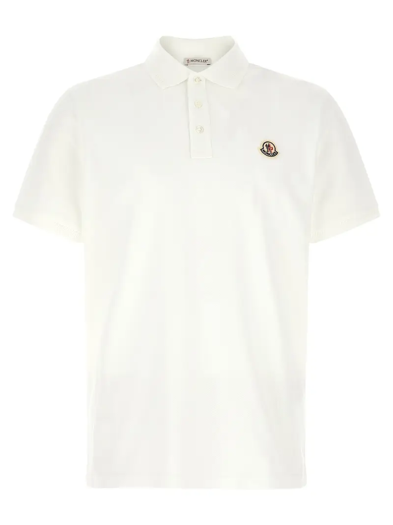 Moncler White Cotton Polo Shirt