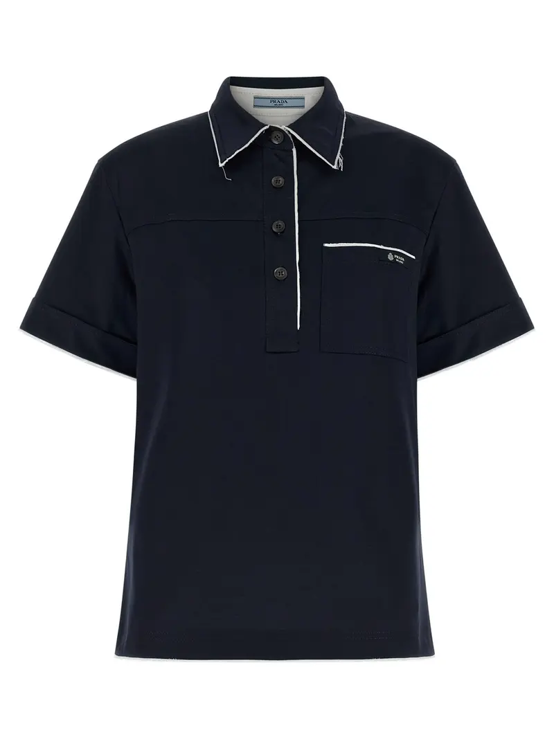 Prada Blue Cotton Polo Shirt