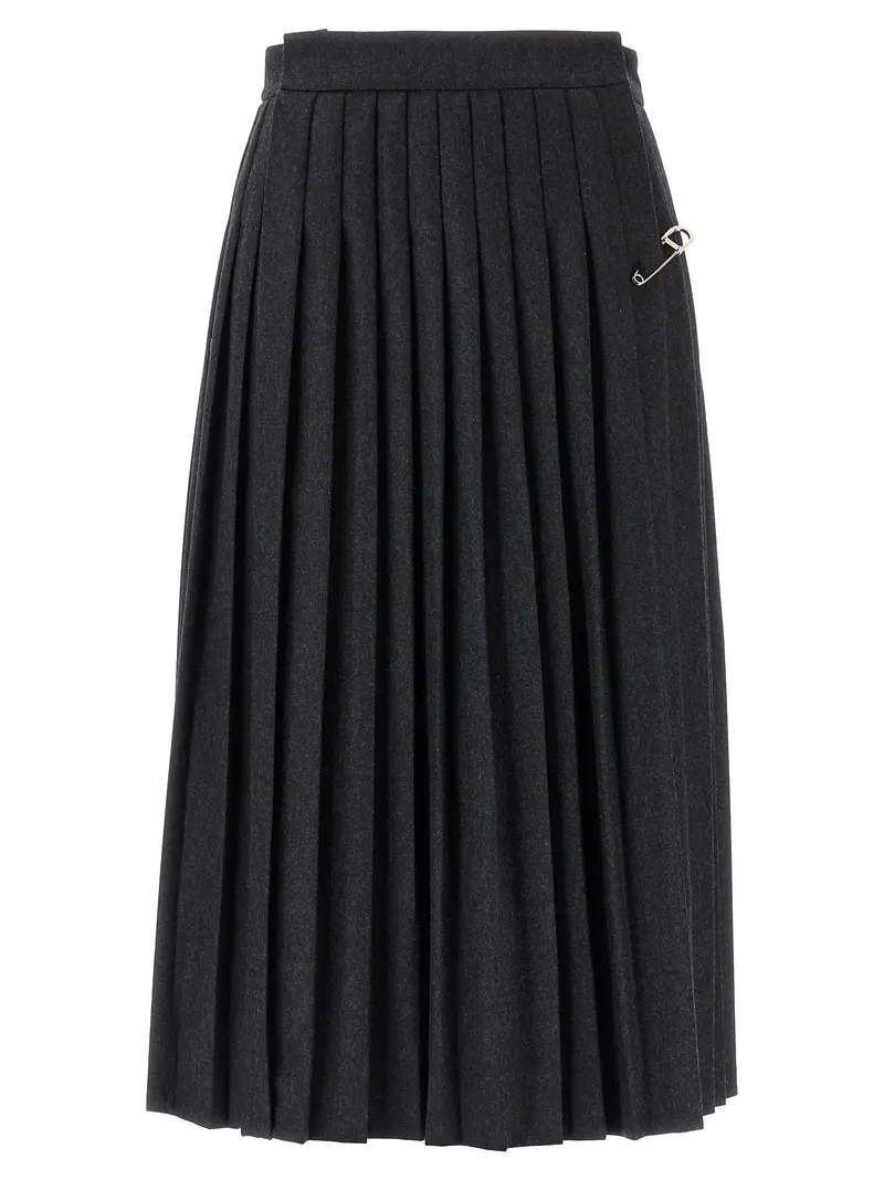 Prada Gray Virgin Wool Midi Skirt