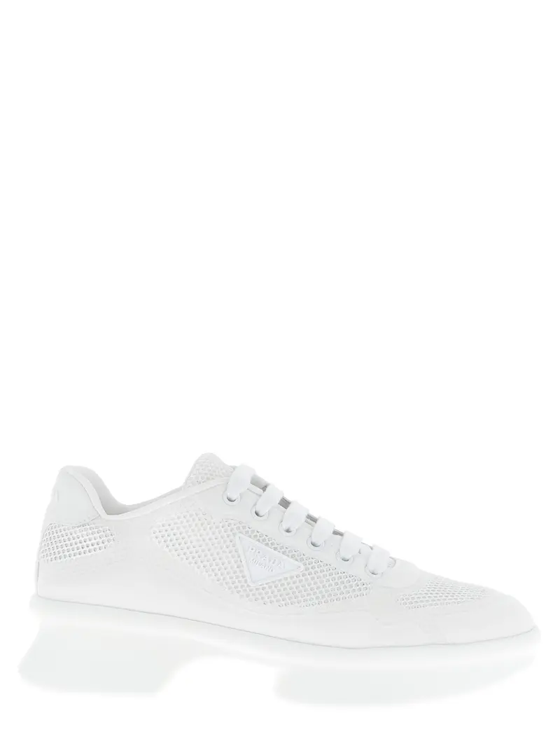 Prada White Polyester Athletic Sneakers