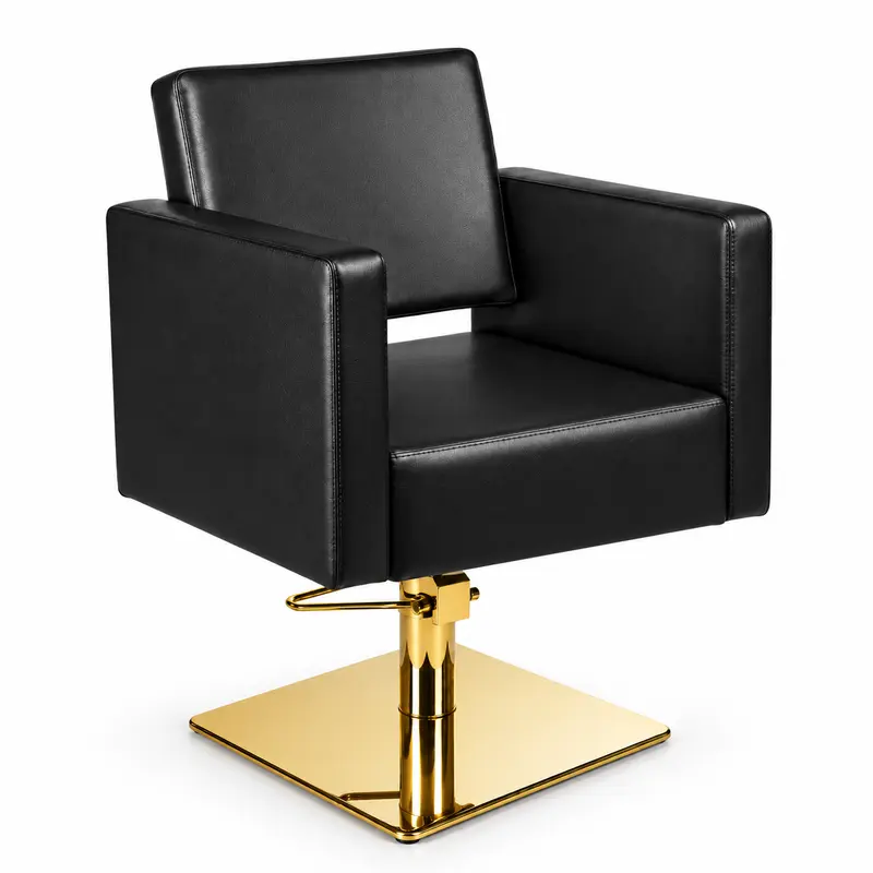 Silla de Peluquería AIDA Q – Negra con Base Cuadrada y Bomba Hidráulica
