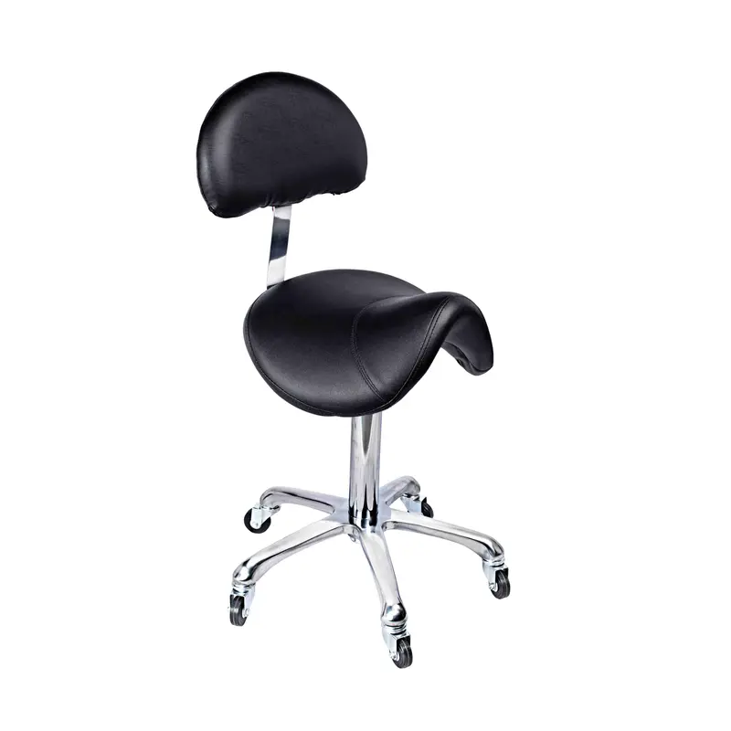 Taburete Selkis Negro con Respaldo – Ergonómico y Ajustable para Peluquería y Estética