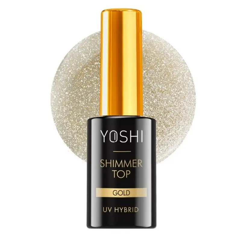 Top Coat Shimmer Gold Yoshi 10ml | Partículas doradas - sin capa de dispersión