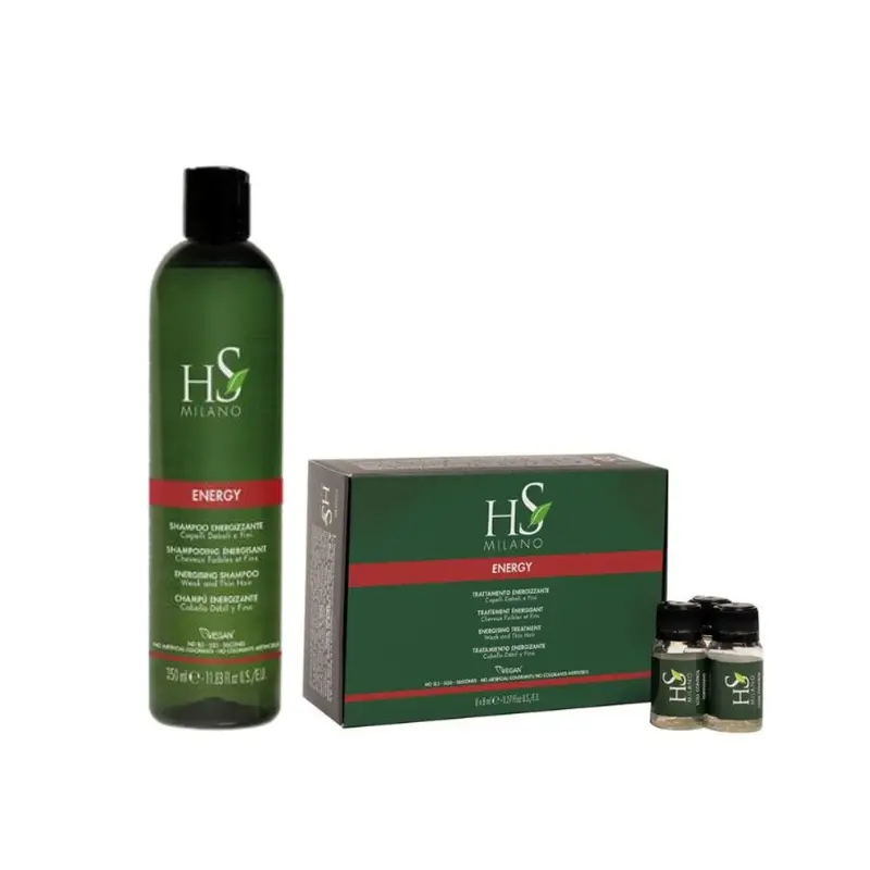 Tratamiento Anticaída Profesional HS Milano Energy | Pack Champú + Ampollas Energizantes