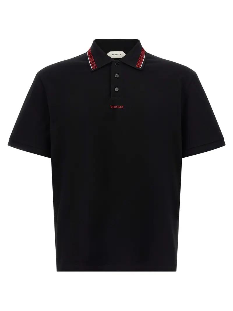 Versace Black Cotton Polo Shirt
