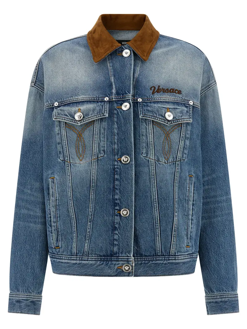 Versace Blue Cotton Denim Jacket